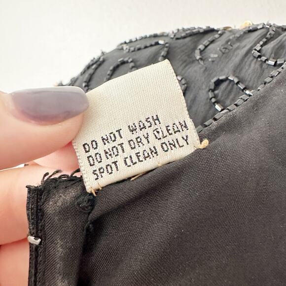 Laurence Kazar Gold Sequin Argyle Black Beaded Silk Evening Gown Women’s Size XL - Picture 11 of 15